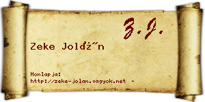Zeke Jolán névjegykártya